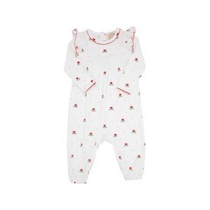 TBBC Leigh Ann angel sleeve romper, heartland holly with Richmond red